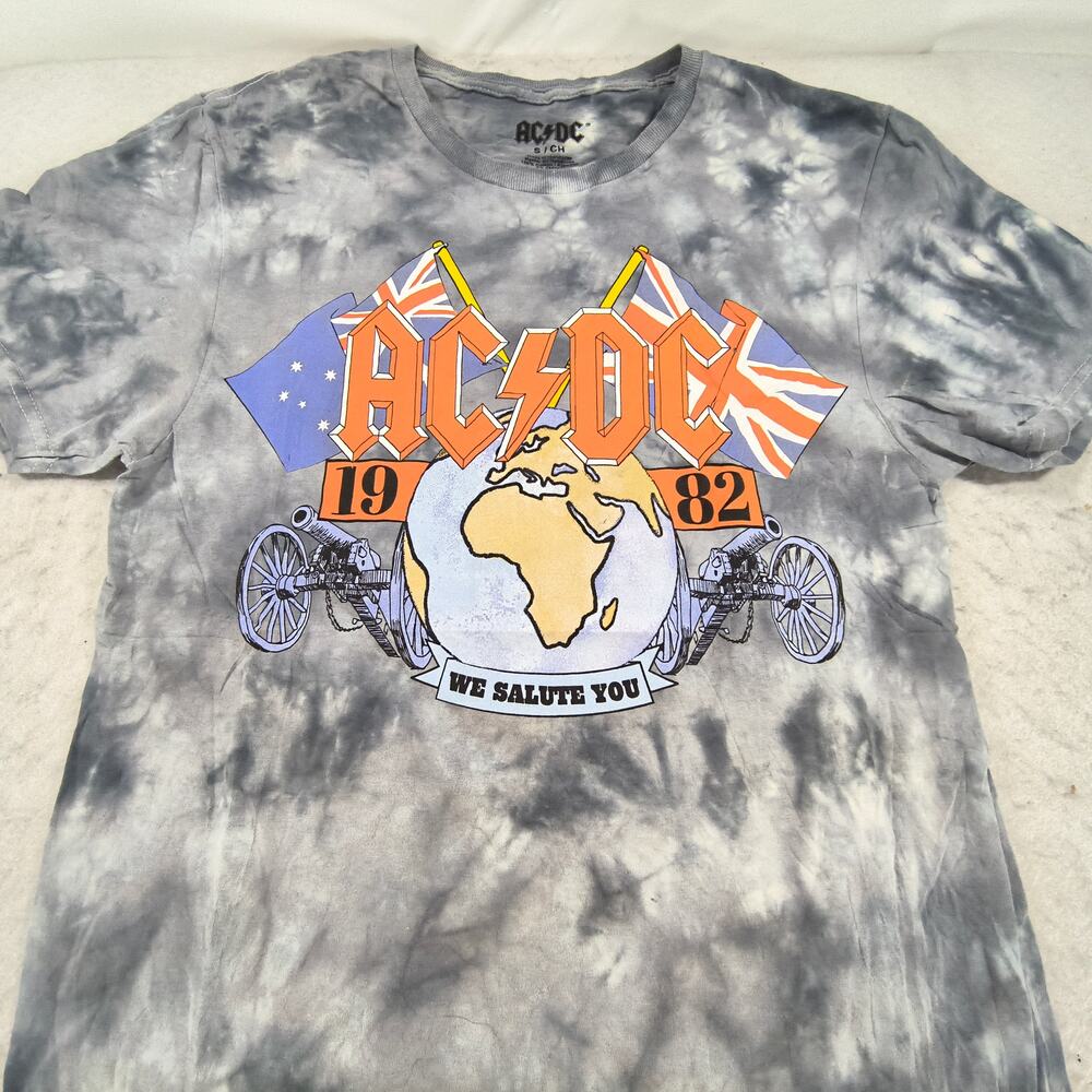 ACDC Band Crew Neck Short Sleeve Graphic T Shirt Mens Size Small S Tie Dye
